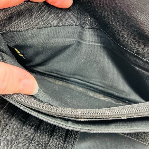 Y2K Fossil Issue 1954 Black Pebble Leather Womens Wallet Gold Snaps 7” Cow Hide - Picture 12 of 16